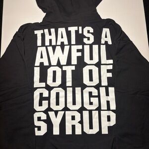 Black Hoodie with Bold White Text